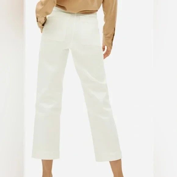 Everlane The Straight Leg Crop Pants White Cotton Twill Womens Size 4 Preppy - Picture 3 of 11